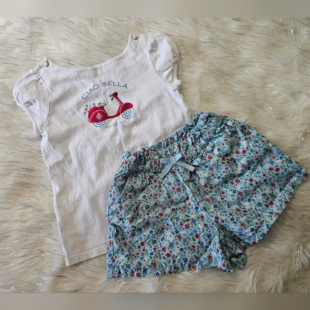 Janie and Jack Girls Set Sz 8 Floral Shi